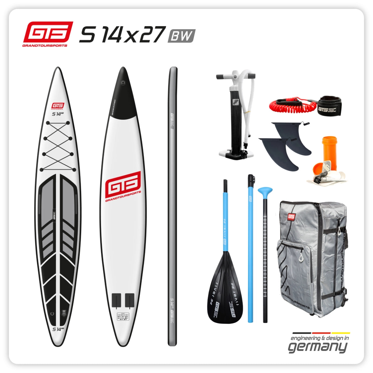 Premium Touring SUP - S 14×27 PROSPORT BW mit Paddel