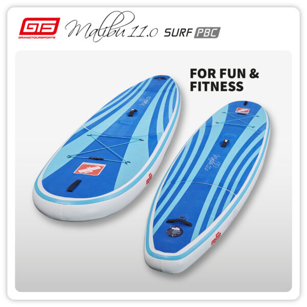 Allround StandUp Paddle Board im sportlichen Longboard-Style schmales Heck dadurch perfekt für die Welle geeignet leicht und kompakt Reisegröße mit Surf und Segel-Option For Fun and Fitness