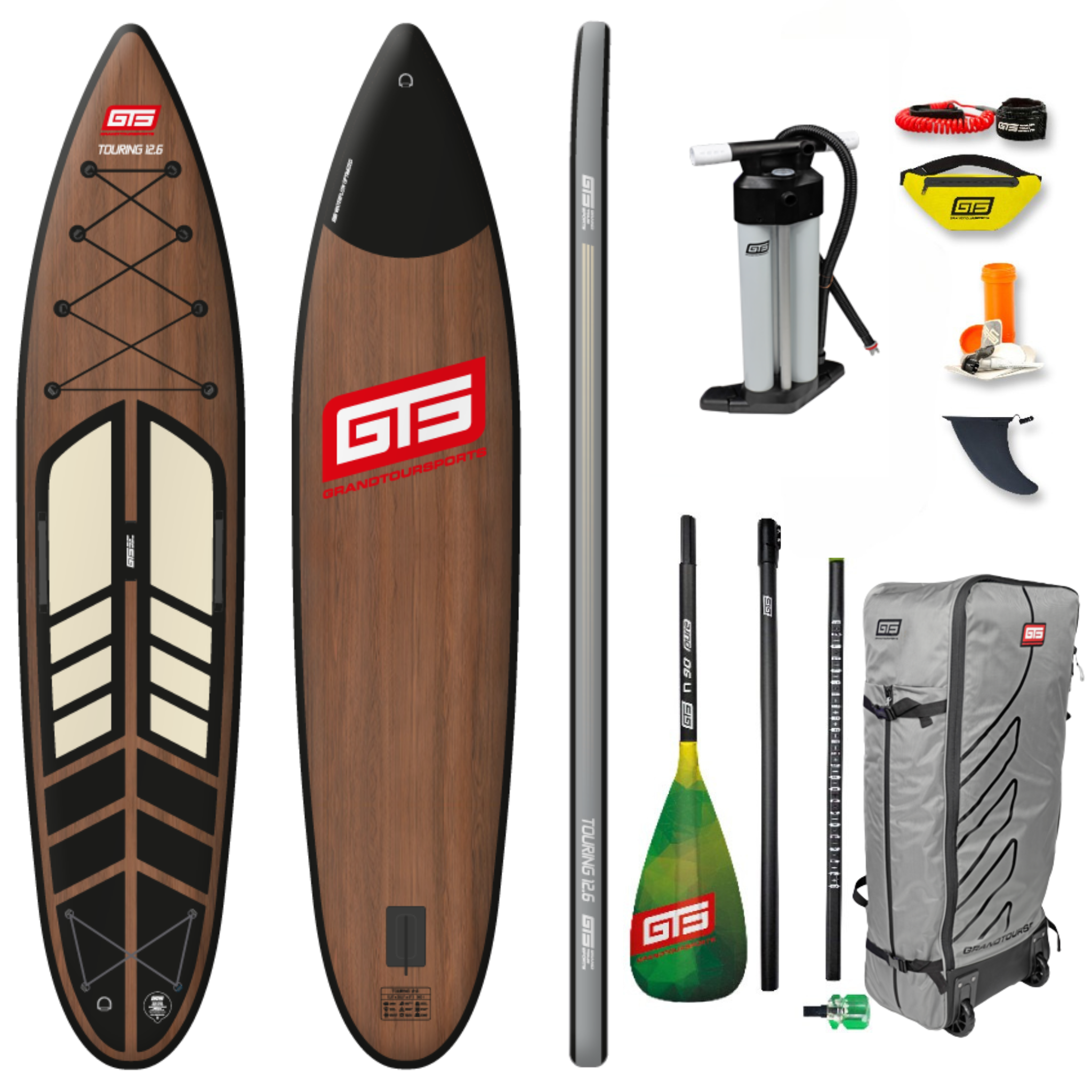 GTS Premium 12.6 Touring SUP Wood Design mit Paddel